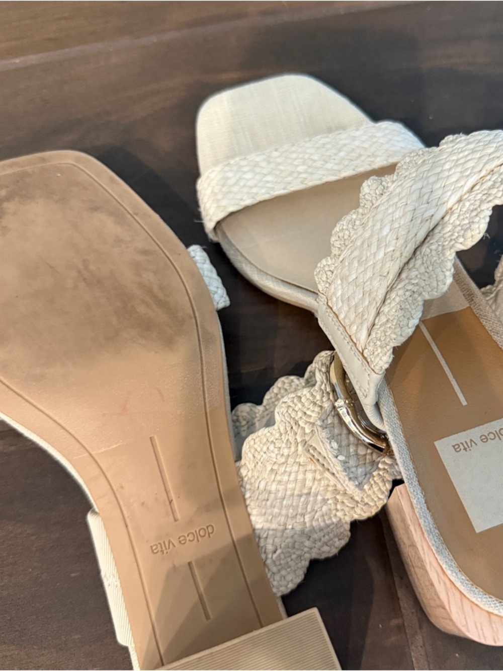 Dolce Vita Cream Braided Strap Block Heel Mules - Picture 3 of 3